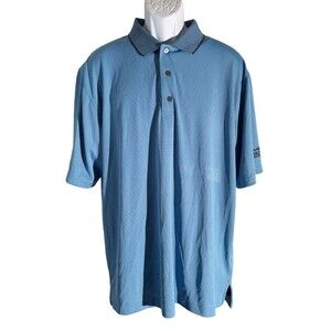FJ FOOTJOY‎ Men's Short Sleeve Button Down LAKEWAY CC Golf Polo Shirt Blue XL